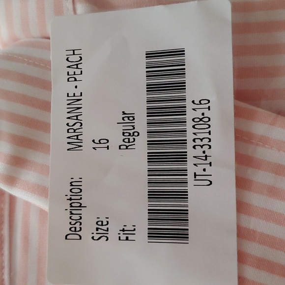 UNTUCKit Marsanne Peach Relax Fit Striped Long Sleeve Button Up Plus Sz 16 - Picture 10 of 13